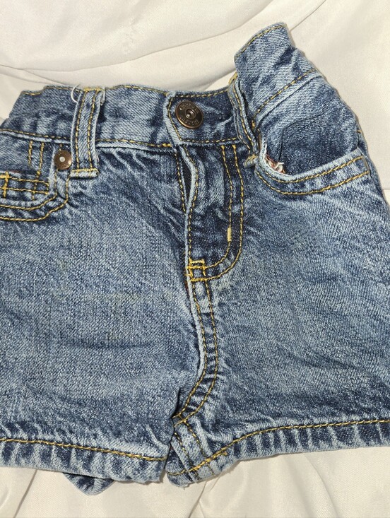 OshKosh B'gosh Other - OshKosh B'gosh Baby Girl 6 Months  Blue Denim Shorts with Yellow Stitching